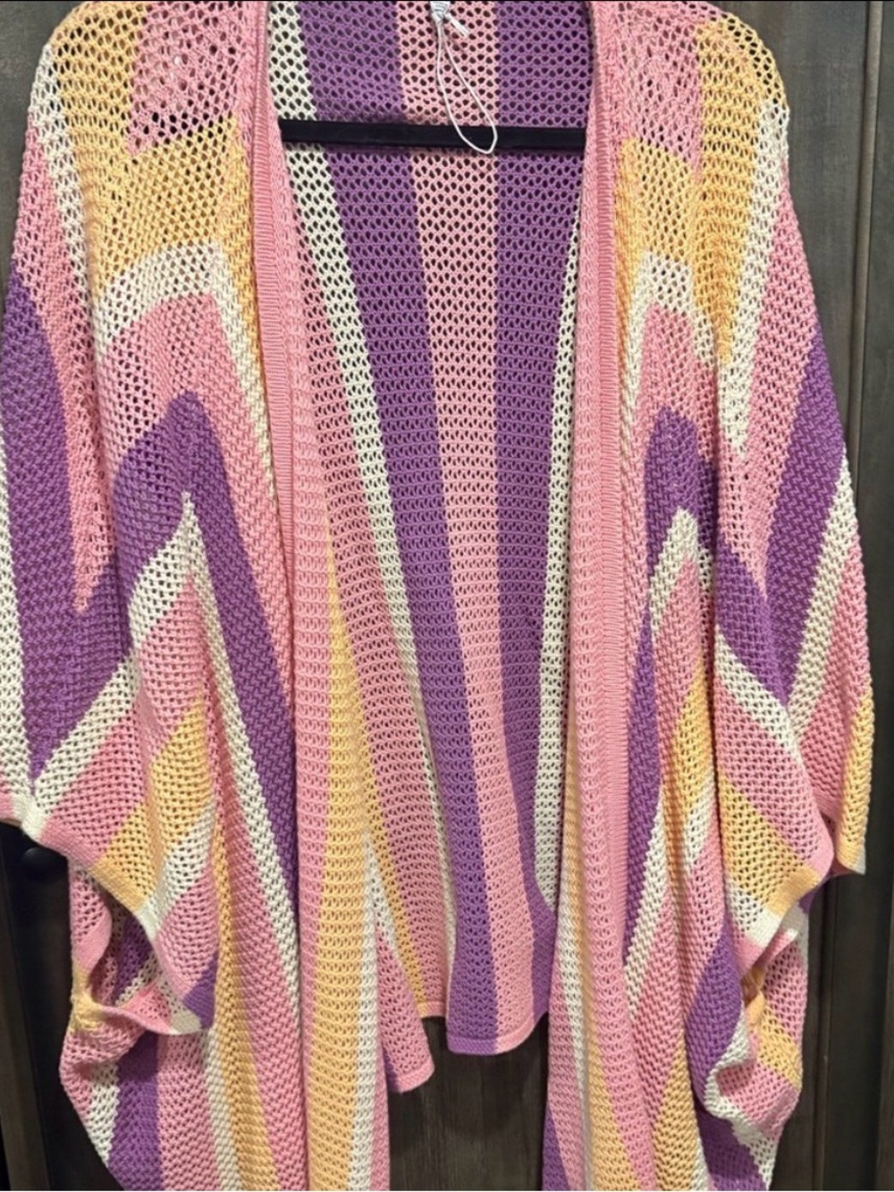 Jessica Simpson Pastel Pink Purple Yellow Chevron Open-Front Cardigan